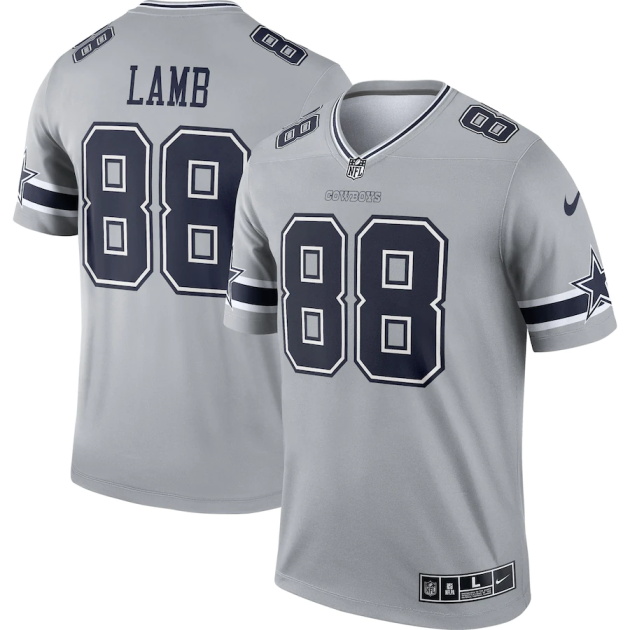 mens nike ceedee lamb gray dallas cowboys inverted legend jersey